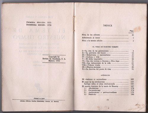 El Tema De Nuestro Tiempo José Ortega Y Gasset (Usado)