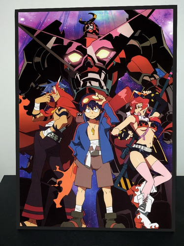 Cuadro Anime Tengen Toppa Gurren Lagann 31x43 Madera