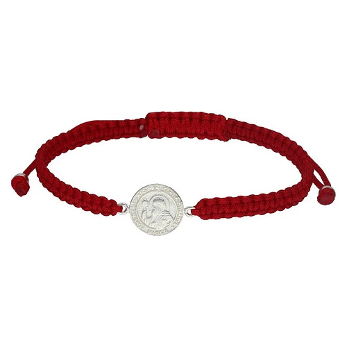 Pulsera Ajustable Protectora San Benito Baby Roja Plata