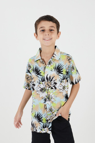 Camisa Hawaiana Niño Fibrana Estampada Cc2