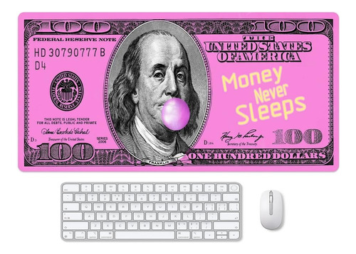 Reateforin Pink 100 Dollar Bills Money Gaming Mouse Pad De X