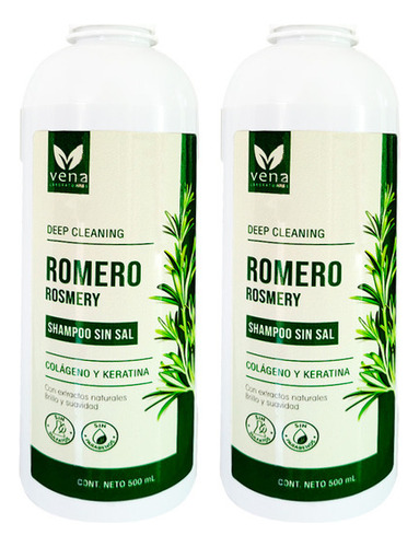 2 Shampoo Romero Sin Sal  Vena 500ml