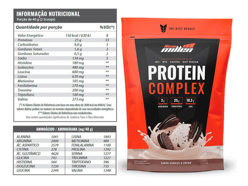 Suplemento em pó New Millen  Premium Protein Complex proteínas Protein Complex sabor  baunilha em sachê de 1.8kg