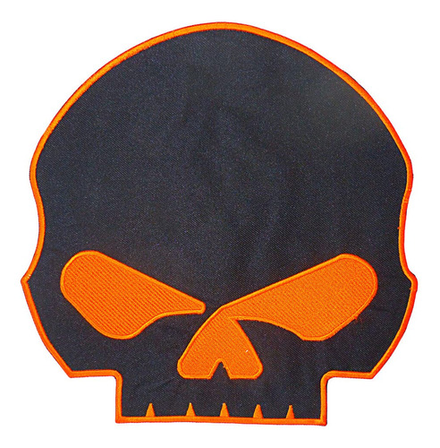 Parche Media Calavera Naranja Negro Trasero Para Chaleco