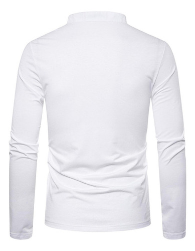 Playera H De Manga Larga Con Botones Y Cuello En V Profundo