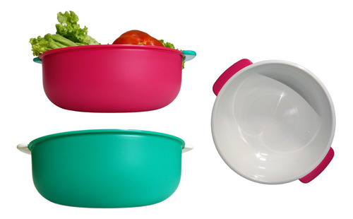 Ensaladera Bowl Plastica Con Asas Y Funda Cajax14u Colores