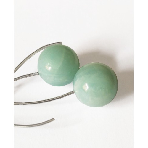 Imagen 2 de 2 de Aretes De Amazonita Y Acero