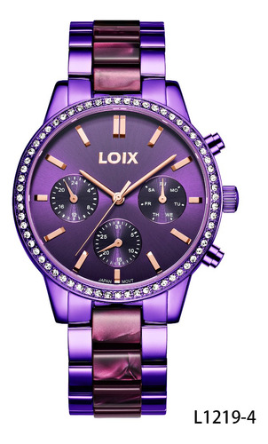 Reloj Mujer Loix® L1219-4 Morado Con Carey Sintético Morado