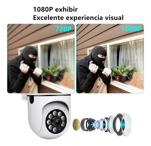 Xinshi Cámara De Seguridad Wifi Hd 1080p Foco 360° Interior Con Resolución 2mp Visión Nocturna Incluida Audio Bidireccional Color Blanco Camaras De Seguridad Exterior