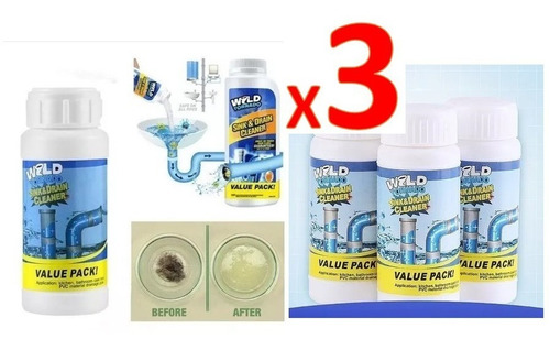 Pack De 3 Potente Destape Fregaderos Y Desagües Wild Tornado