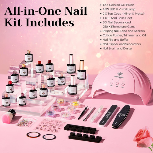 Modelones 35 Pcs Kit De Esmalte De Uñas En Gel Con Luz U V L