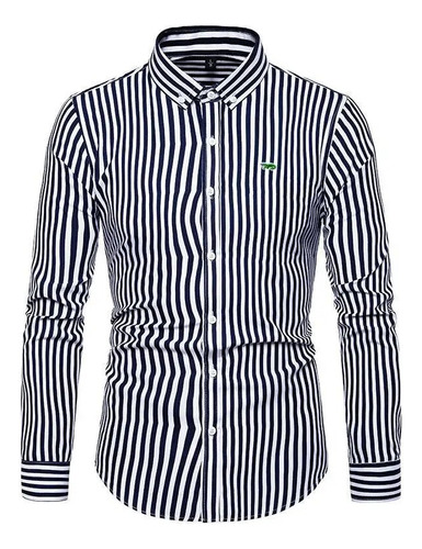 Blusa Casual De Rayas Bordada Para Hombre, Talla M, Vestido