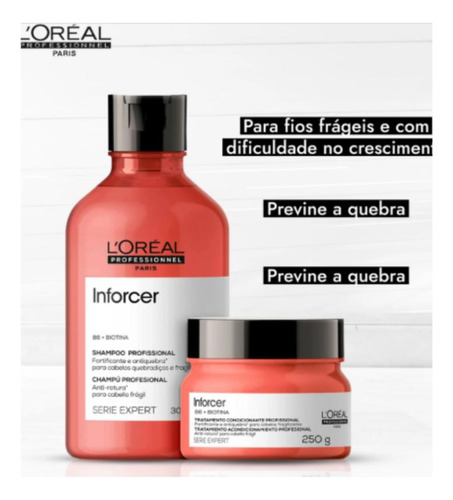 Kit Loreal Inforcer Shampoo 300ml + Mascara 250g