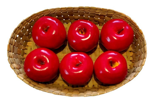 Manzanas Artificiales Rojo Decoracion Hogar 12 Piezas