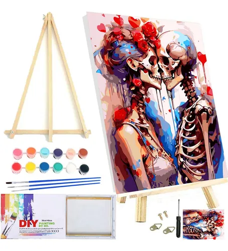 Kit De Pintura Por Números Con Marco – Jardín De Sillas En Lienzo 40×50 Cm, Acrílicos Y 3 Pinceles