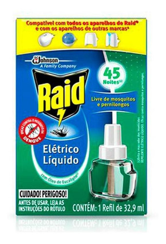 Refil Repelente Raid Líquido Óleo De Eucalipto 32,9ml