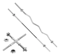 Comprar Barra Cromada Recta Y Z 120cm + Par De Mancuernas Pesas