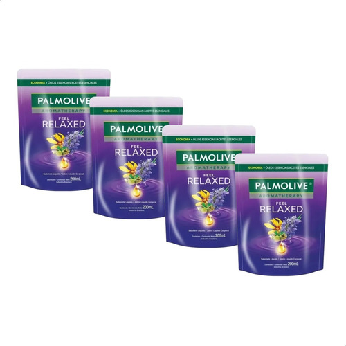 Jabón Líquido Palmolive Aroma Feel Relaxed 200 ml Pack X4