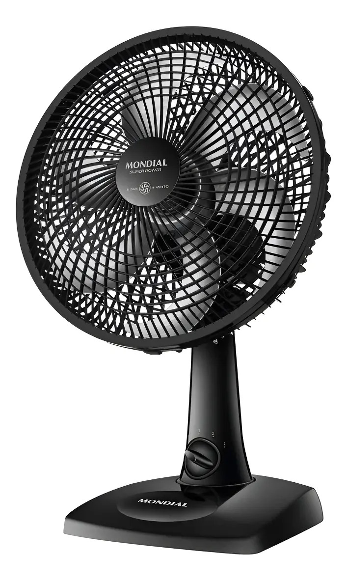 Ventilador de mesa Mondial VSP-30-B turbo com 6 pás de Plástico prata estrutura preto, 30cm de diâmetro