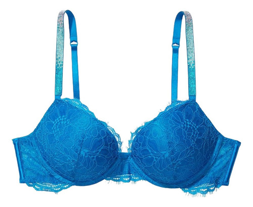 Brasier Victoria's Secret Azul Con Tiraste Brillos C3100