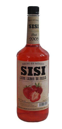 Botella De Licor Sisi Sabor Fresa 1l 19.5% Alc Vol