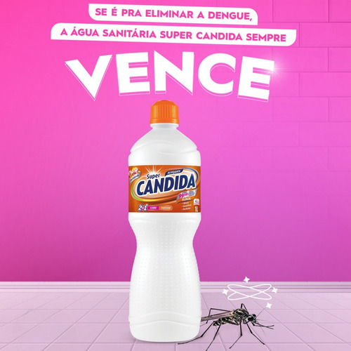 2 Unid. Água Sanitária Super Cândida Floral 1 Litro Limpeza