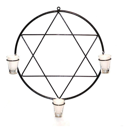 Mandala Estrela De Davi Decorativa Porta Vela Judaico 11 Cores De Velas