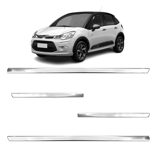 Apliques Cromados Lateral Slim Jogo Citroen C3 2013 Até 2019