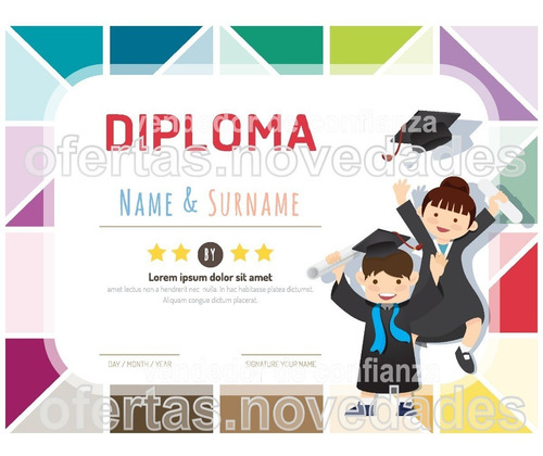 Diplomas Escolares Infantiles Vectores Editables Eps