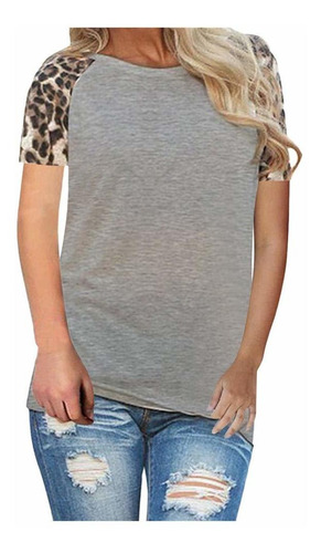 Rishine Blusa Color Bloque Raya Leopardo Camisa Fluida Tops