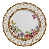 Comprar Jogo 6 Pratos Estampados Alleanza Flores Rattan Mesa Posta Cor Jogo De Pratos Colorido Prato Ceramica Fundo Branco