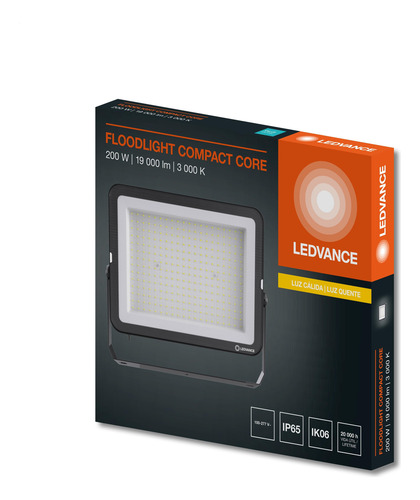 7021001 - Compact Floodlight 200w 3000k Preto - Ledvance