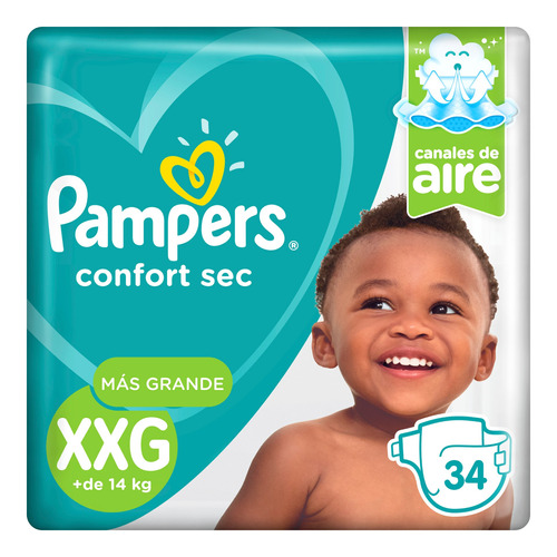 Pañales Pampers Confort Sec  XXG