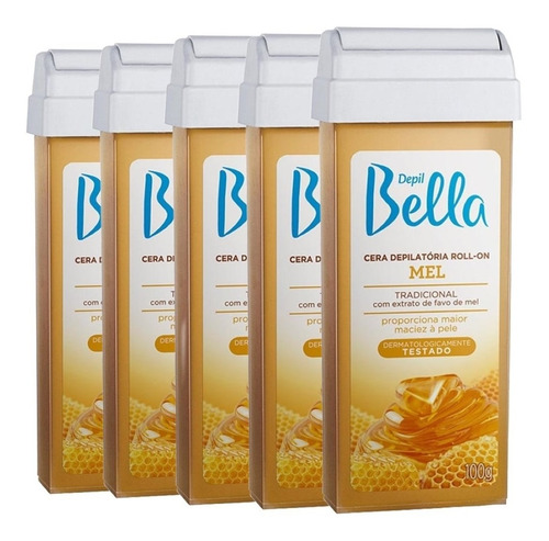 5 Refil Cera Depilatória Roll-on Mel Depil Bella