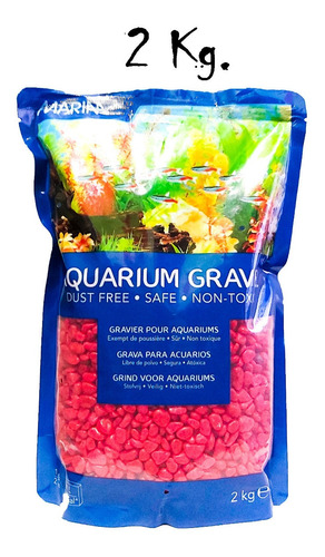 Grava De Colores Para Acuarios Y Decoracion Rojo Hagen 2 Kg.