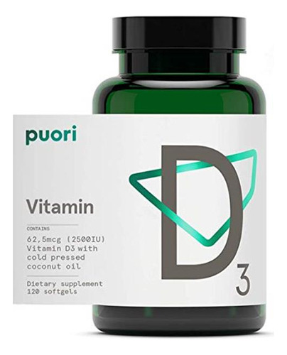 Puori Vitamina D3 2500 Ui Con Aceite De Coco 120 Cápsulas