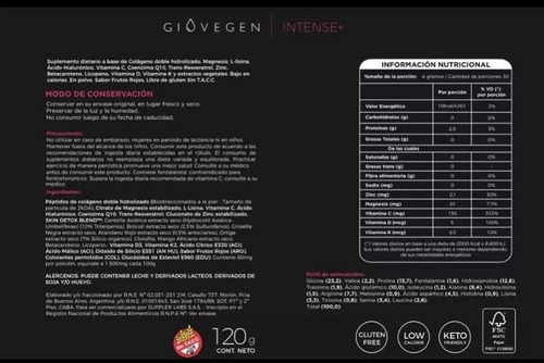 Imagen 9 de 9 de Colágeno Hidrolizado Giovegen Intense Skin Care X 2