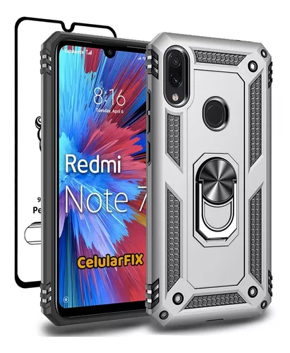 Funda Xiaomi Redmi Note 7 Anillo Metal Uso Rudo + Cristal