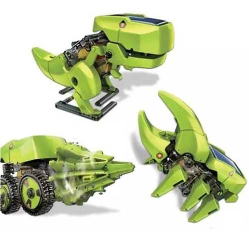 Kit Robo Solar Brinquedo De Montar 3 Em 1 Dinossauro Trator 
