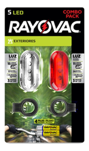 Rayovac Pack Luces Led Para Bicicleta - Frontal Y Trasera Color Negro