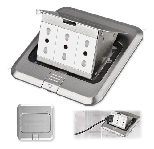 Enchufe Escritorio Placa Contactos Con 3 Tomas 16 A Piso Pop