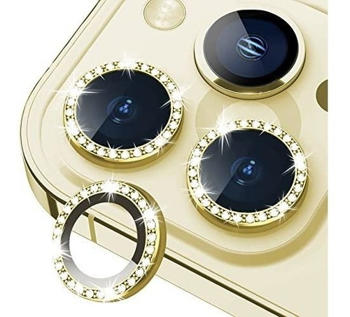 Protector De Lente De Diamantes Dorados Para iPhone 13 Pro