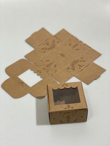 Embalagem Kraft C/ Visor P/ Brownie/doces Floral -10unidades