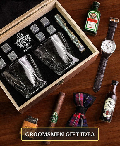 Juego De 2 Vasos De Whisky, Piedras De Whisky Bourbon, Pinza Color Marrón