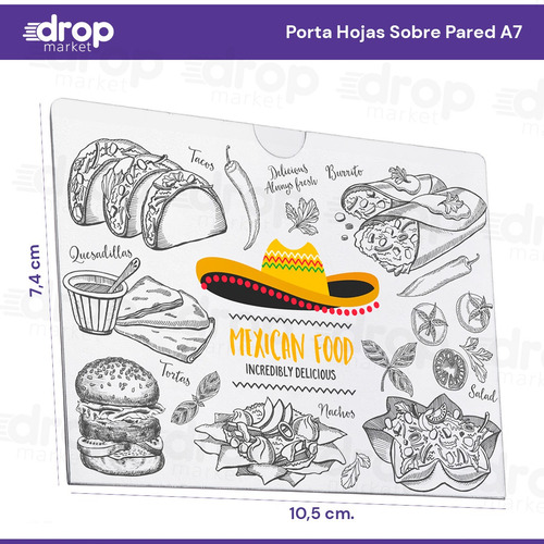Porta Hojas A7 10,5x7,4 Sobre Pared Pet Acrílico X 10 U.