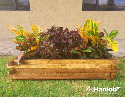 Imagen 7 de 8 de Maceta De Madera Tipo Jardinera De Barrotillo Color Roble