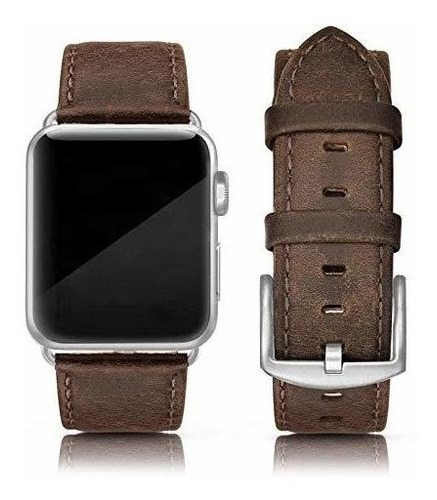 Malla Para Apple Watch 42/44/45mm(s7a1) Cuero Marron Retro