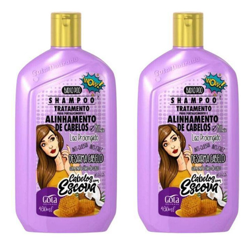 Shampoo Gota Dourada 430ml Fortalecimento Escova - Kit C/2un