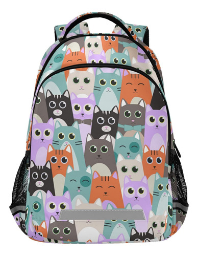 Mochila Escolar Cute Cats Para Niños Y Niñas, Mochila Portát