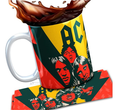 Taza Ceramica Acdc Hard Rock Estampada Calidad Importada